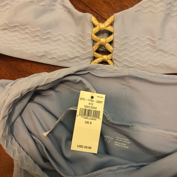 NWT Aerie Small Light Baby Blue Set - XS top, S High Waisted Bottoms - Picture 5 of 6